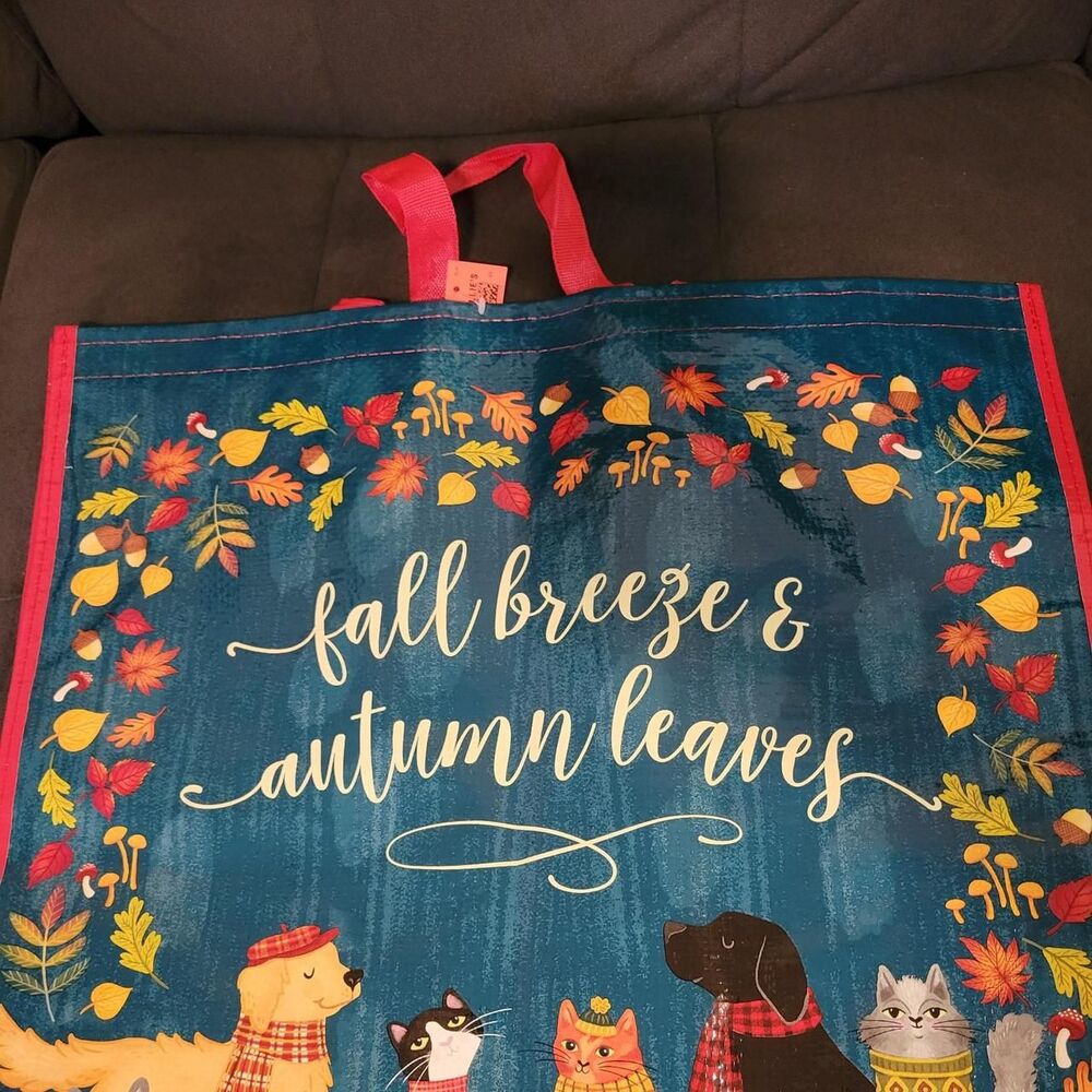 Fall reusable pets tote bag